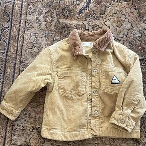 Zara Kids Tan Corduroy Jacket with Brown Collar